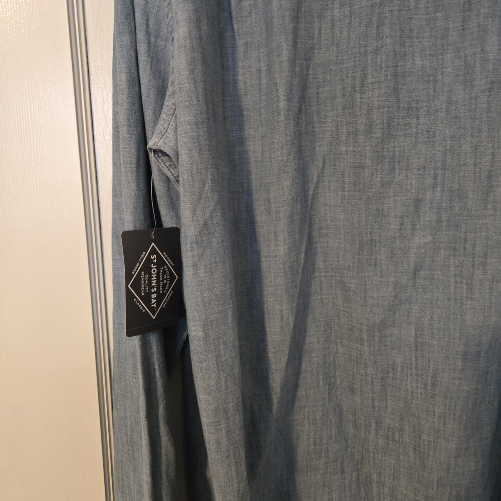 NWT ST JOHNS BAY Men’s Shirt Size L Blue Button Down Dress Casual Work Stylish - Picture 3 of 6